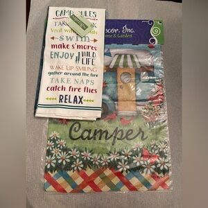 Colorful Camper Garden Flag and Towels